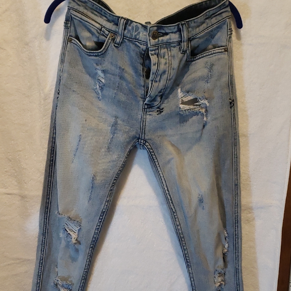 Ksubi Men's Light Blue Ripped Skinny Jeans